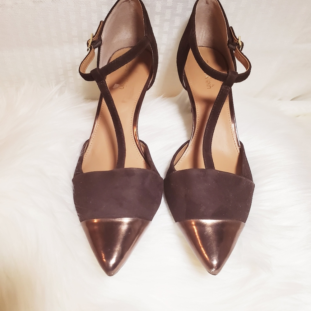 Calvin Klein Ankle Strap Heels Pointed Toe Sz 7